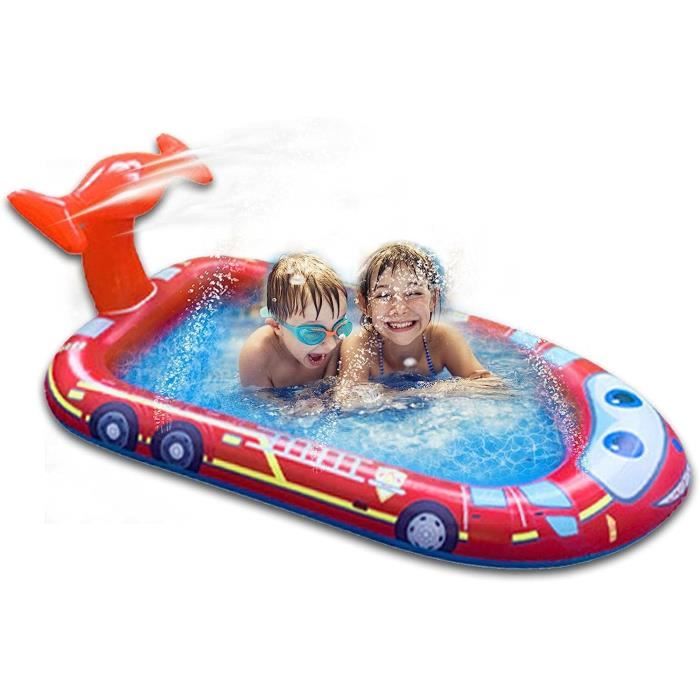 Piscine Gonflable Bébé Requin Avec Jet D'Eau Et Auvent - Pataugeoire Enfant Intérieur/Extérieur