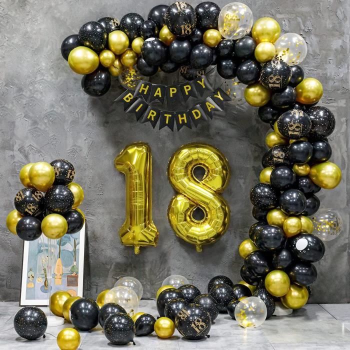 Ballon noir dore anniversaire - Cdiscount