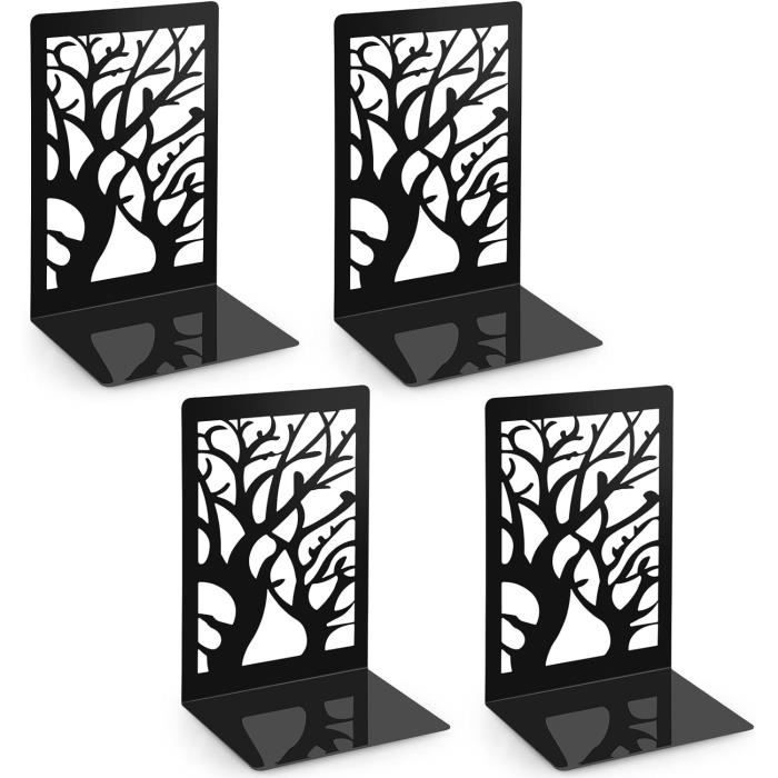 4 Paires De Serre-Livres En Métal Anhow - Bloc Livre Étagère Pour Bureau, Maison Ou École