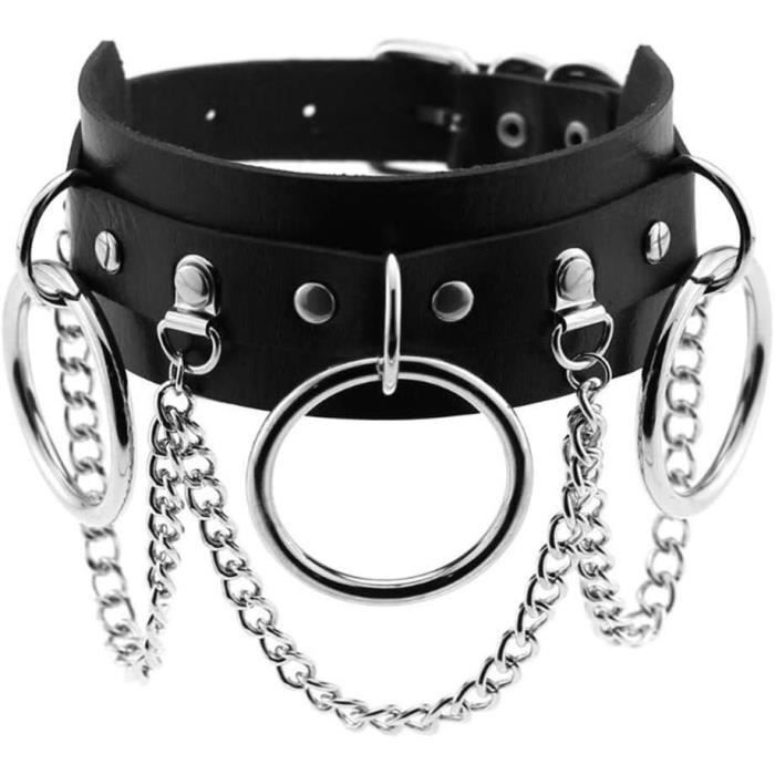 COLLIER BDSM PERSONNALISÉ avec O-Ring - Choker Cuir Végan Punk Gothique Cadeau EUR 16,55 - FR
