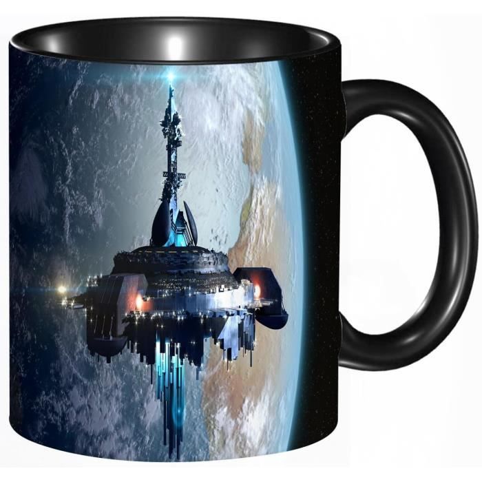 Mug Humour Tasse Drôle,VaisseauMère Extraterrestre Près De La Terre