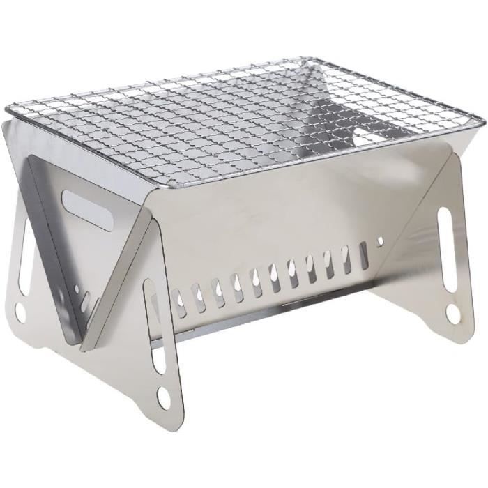 Barbecue Portable Pliable En Acier Inoxydable – Grille à Charbon, Idéal Camping Et Pique-nique