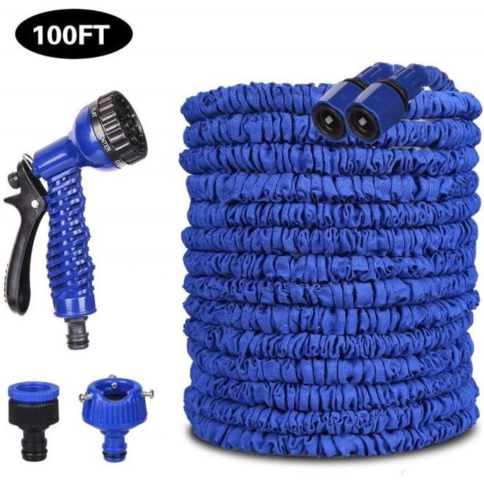 Tuyau D'Arrosage Extensible 30M Avec Pistolet 8 Fonctions - Flexible Et Rétractable Pour Jardin Et Nettoyage