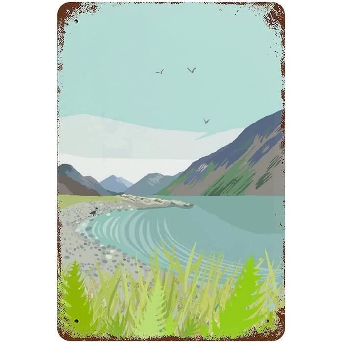 Plaque Décorative Métal Paysage Asiatique 30x20 Cm - Neuve - Décoration Murale