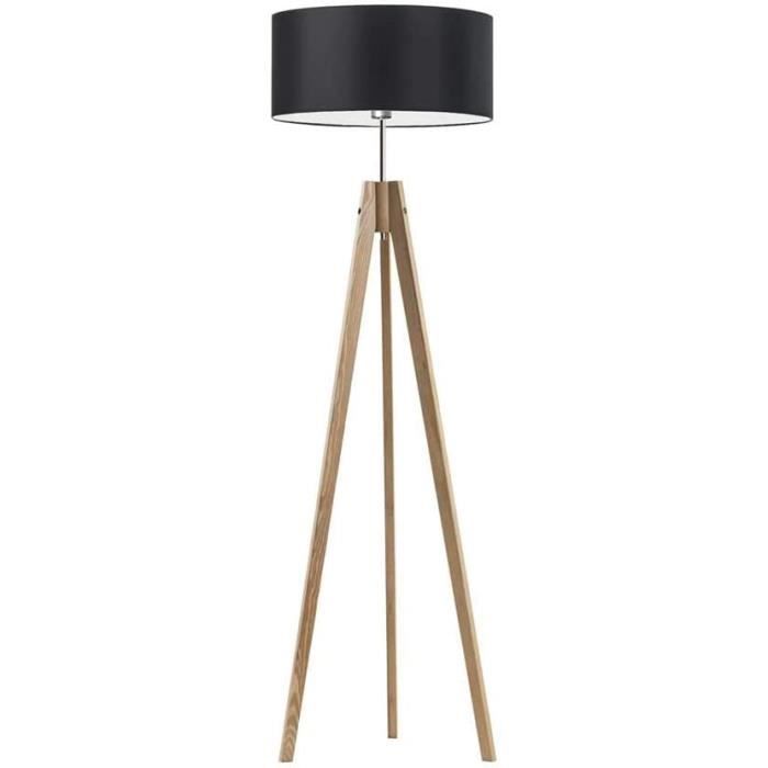 Lampadaire OWENS Réglable Bois de chêne Noir | Leroy Merlin