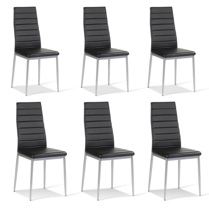 Chaises salle à manger - Lot de 6 - Simili - Noir et blanc - Cdiscount  Maison