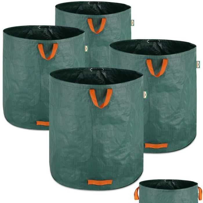 4x Sacs de jardin 500L 50 kg sac de déchets ordures tissu renforcé pliable 