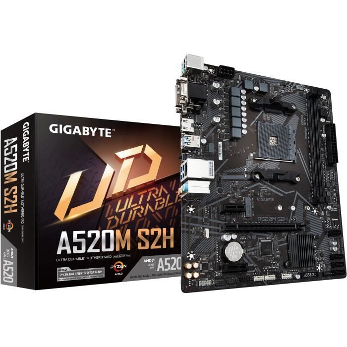 Carte mère – GIGABYTE – A520M S2H – Micro ATX – Socket AM4 – DDR4 jusquà 64 Go