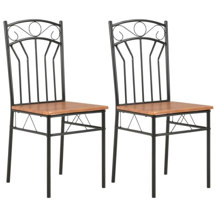 709®DECO- Lot de 2 Chaise Salle à Manger - SOLDE Fauteuils Scandinave de Cuisine Marron MDF BON40 x 48 x 86 cm