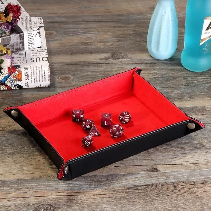 Kulannder Plateau De Dés 2 Pièces – Pliable, Double Face Velours/cuir Synthétique – Rouge Et Bleu – Parfait Pour DND, RPG Et Jeux De Société