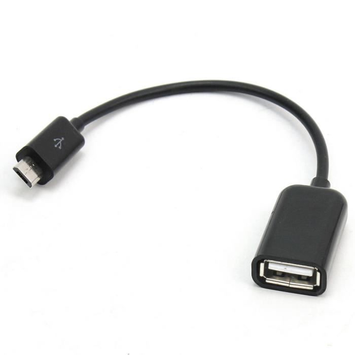 Adaptateur OTG NFHK - Micro USB Mâle Vers USB-A Femelle Coudé à 90° - Avec Port D'alimentation Pour Disque Dur Externe - 8