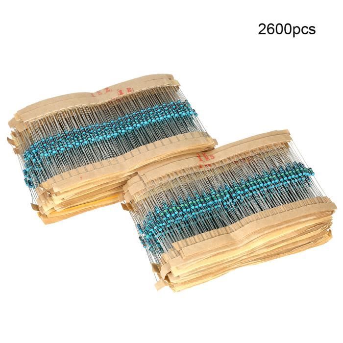 Kit De Résistances électroniques 2600 Pièces - 130 Valeurs De 1 Ohm à 10M Ohm, 1/4W, Tolérance 1%