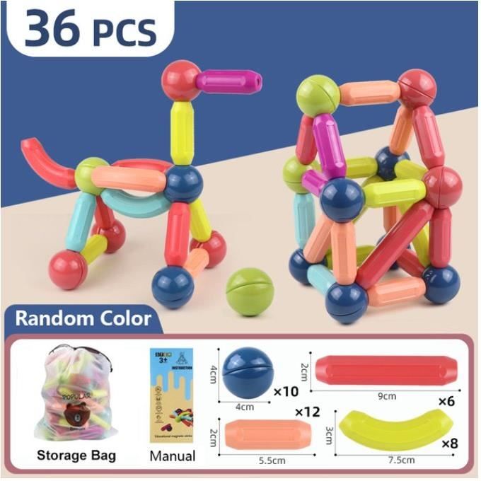 Jeu de construction magnétique Giantex 158 pièces jeux de construction  magnétiques, 51 x 35 x 5 cm cadeau éducatif et instructif pour enfants