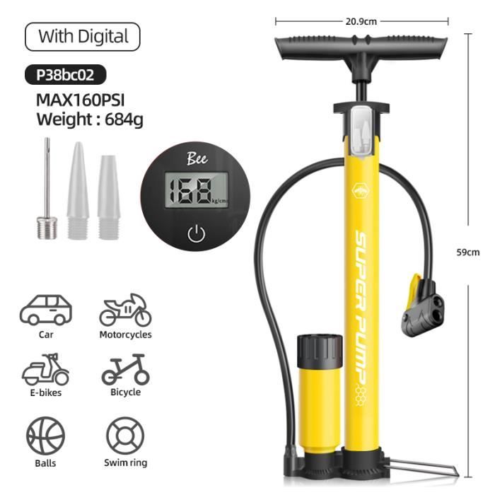 Pompe à Bille électrique Rapide Avec Manomètre LED - Jusqu'à 15 PSI - Pour Ballons, Pneus, Jouets