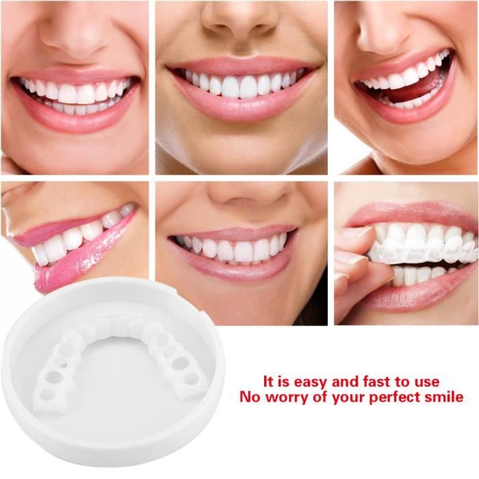 Dentier de blanchiment adulte réutilisable, rangée supérieure, ensemble de dents blanches, boîte de rangement en plastique pour