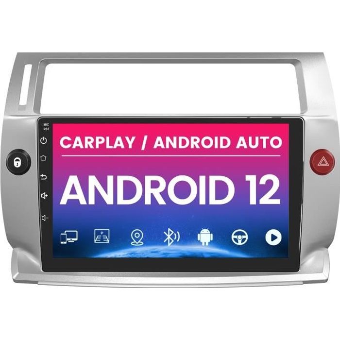 AWESAFE Autoradio Android 12 pour Citroen C4 2004-2009 (2Go + 32 Go)avec Carplay GPS WiFi USB SD Bluetooth Android Auto