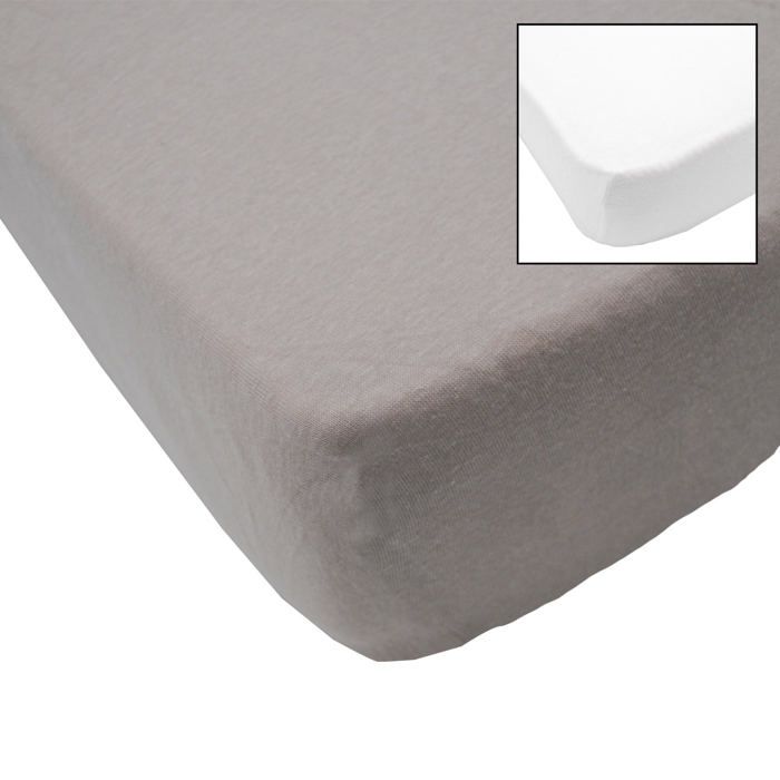 BABYCALIN 2 Draps Housse Bébé Blanc Taupe 70 x 140 cm - Jersey - 130gr/m²