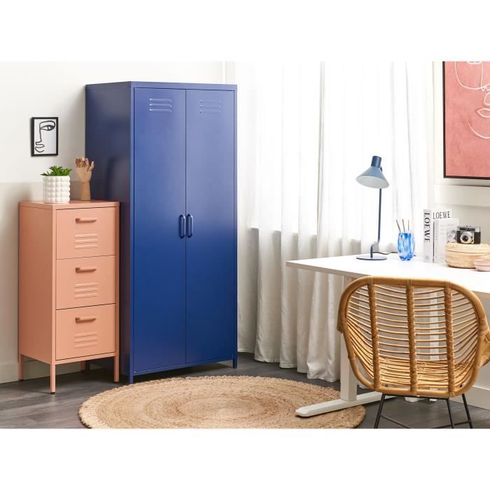 Armoire de rangement industrielle en métal bleu marin - BELIANI - VARNA - 2 portes - 4 étagères
