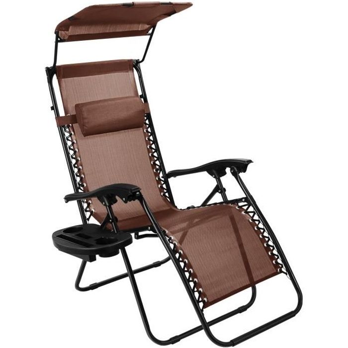 Chaise Longue Pliante et réglable PNI Relax pour Jardin avec Repose-tête Piscine ou terrasse Noir 