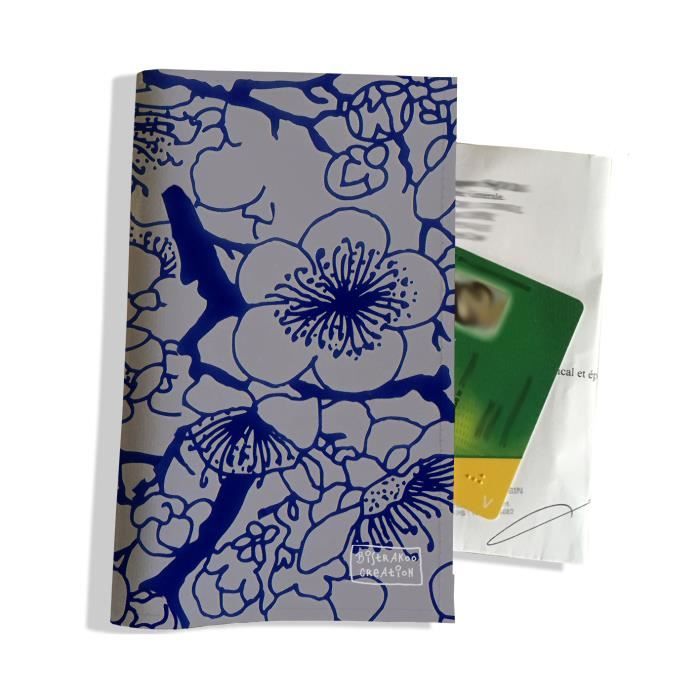 Porte ordonnance et carte vitale Fleurs Japon bleu et gris Réf. PO1158 -  Cdiscount Bagagerie - Maroquinerie