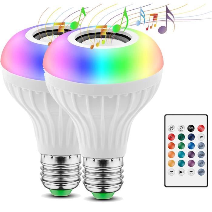 Lot de 2 Ampoules LED Intelligente E27 Bluetooth Smart Bulb, Ampoule  Connectee Synchroniser avec Rythme de Musique - Cdiscount Bricolage