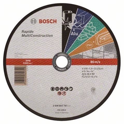 BOSCH Disque à tronçonner à moyeu plat Rapido Construction Diamètre 230 x 1 9mm Allésage 22 23mm - vue 2
