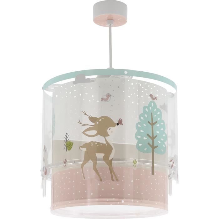 Dalber - Lampe à suspension enfant - Loving Deer - Motif Cerf, L 26 cm, H 25 cm, Blanc et vert