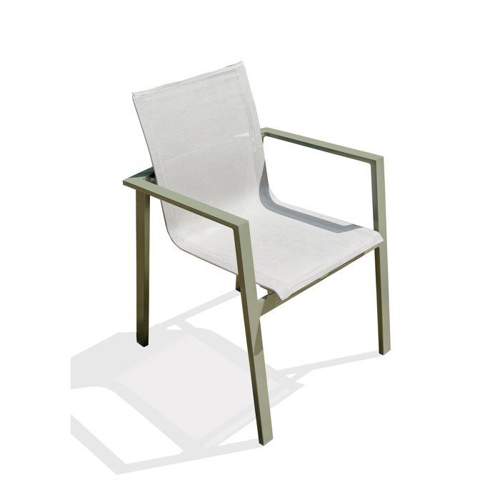 Fauteuil de jardin empilable en alu et toile plastifiéee - Kaki - MIAMI Fauteuil de jardin empilable en alu et toile plastifiéee - Kaki - MIAMI