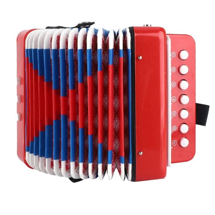mag mini accordéon 7 touches 2 basses pour enfants instrument de musique éducatif jouet de rythme (rouge) 7686514503720