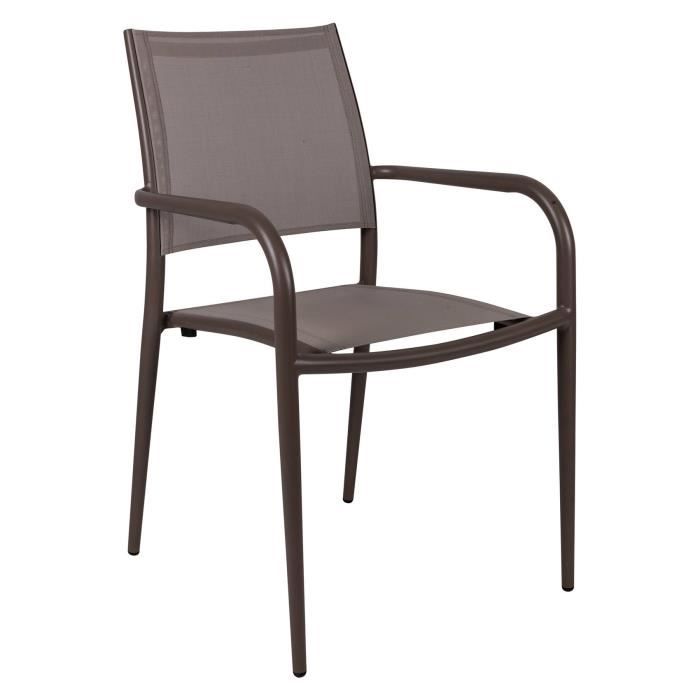 chaise de jardin empilable en aluminium et textilène marron - dmora - essentiel - meuble de jardin
