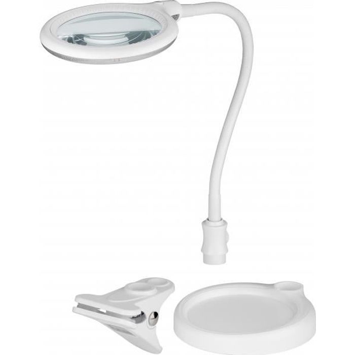 Lampe-loupe LED étau lentille 177 mm 7 Watts 5 dioptries 108 LEDS