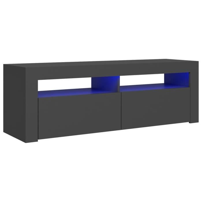 Meuble TV avec lumières LED Gris béton 140x36,5x40 cm
