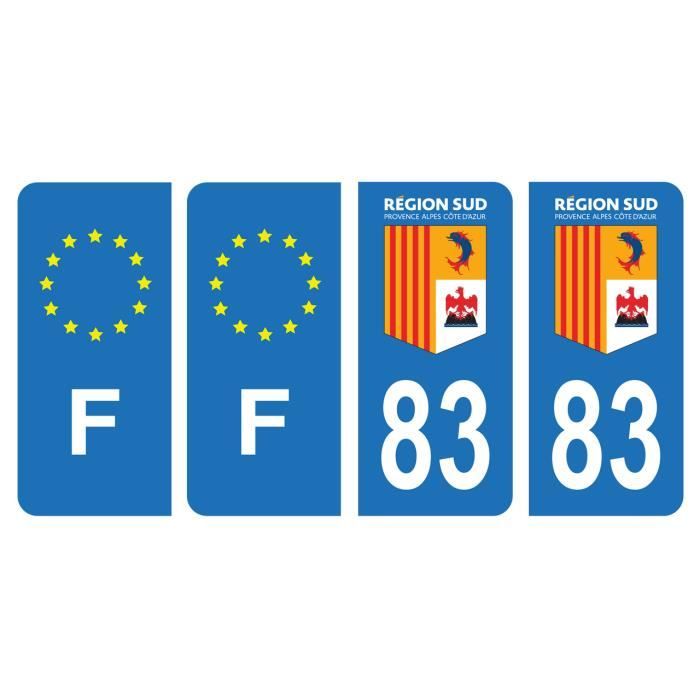 2 Adesivi Per Targa Auto Dipartimento 83 - Provenza-Alpi-Costa Azzurra - Vinile Ufficiale 9,7x4,6cm - Foto 3