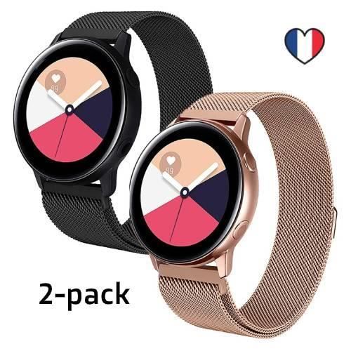 2-pack Bracelet Galaxy Watch 40mm / Bracelet Galaxy Watch 42mm / Active 2  42/44mm Milanais Noir/Rose Champagne IMOSHION®