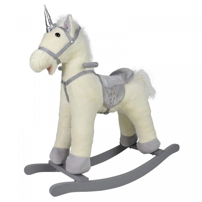 infantastic® cheval à bascule - avec effets sonores, charge max. 50 kg, pour enfants de 1 an, licorne argentée - peluche à bascule