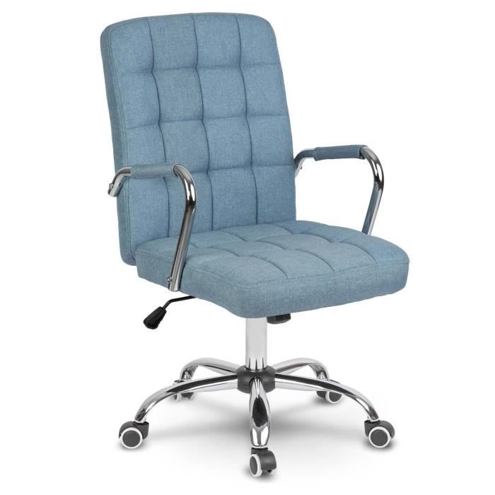Chaise de bureau en tissu - JANSPORT - Benton+ - Bleu - Ergonomique - Dossier inclinable - Hauteur réglable