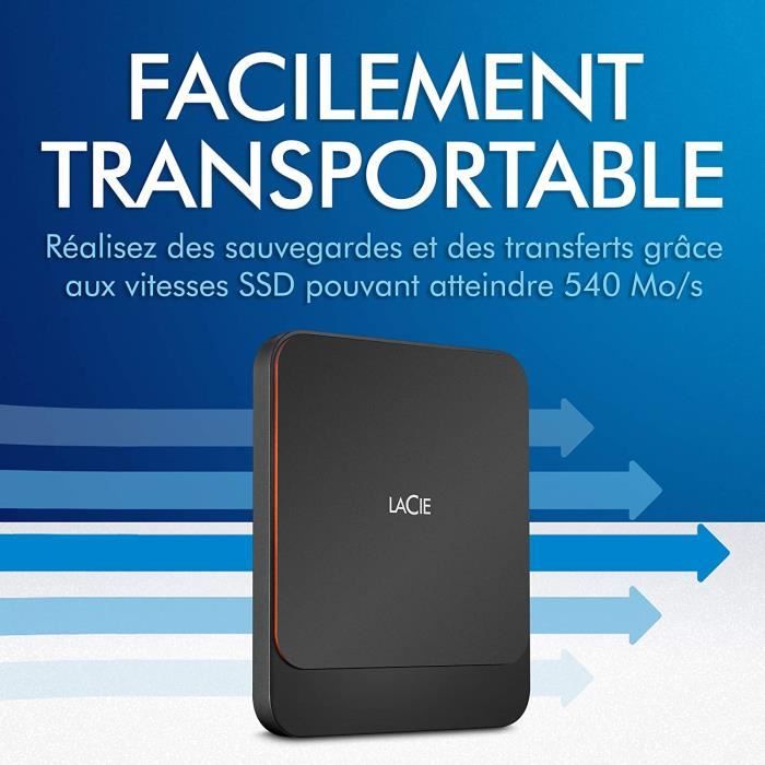 LaCie Portable SSD STKS500400 SSD 500 Go externe portable USB USB C connecteur lune avec Seagate Rescue Data Recovery - vue 2