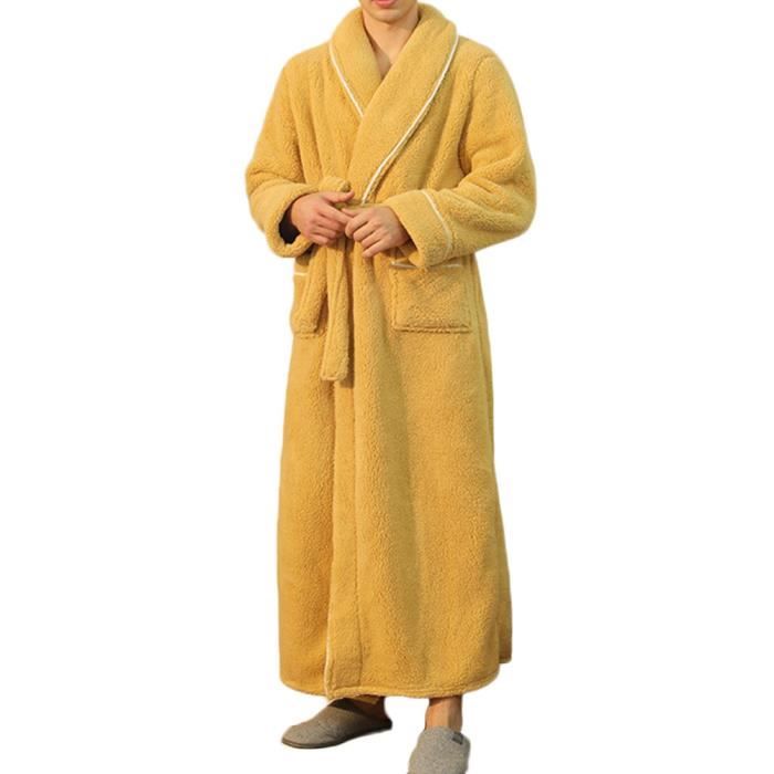 Peignoir Homme En Polaire - Long, Chaud, Avec Ceinture Et Poches - Vêtement D'intérieur Confortable