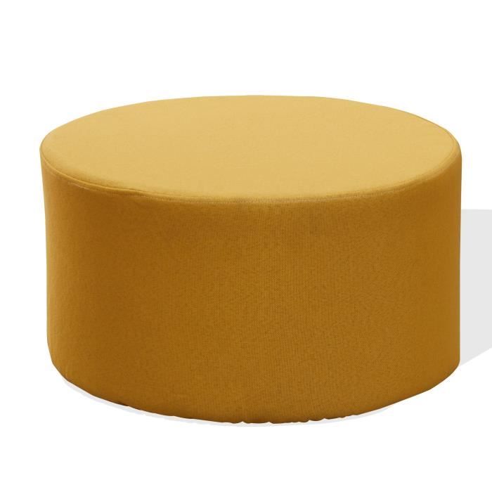 pouf jaune en tissu et bois rebecca mobili - 25x45x45 cm
