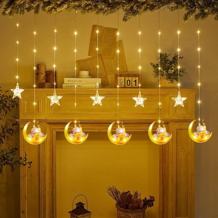 Fohil Rideau lumineux de Noël de 5,8 m, 100 LED avec 8 modes, guirlande Fohil Rideau lumineux de Noël de 5,8 m, 100 LED avec 8 modes, guirlande