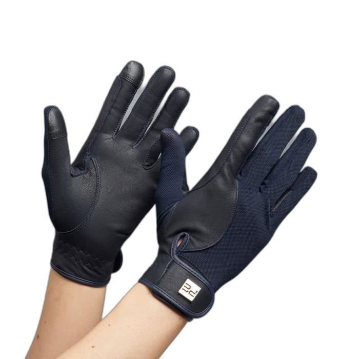Gants D'équitation En Cuir Naturel Maurice - Noir, Taille M - Renforts Rênes Et Compatibles écrans Tactiles