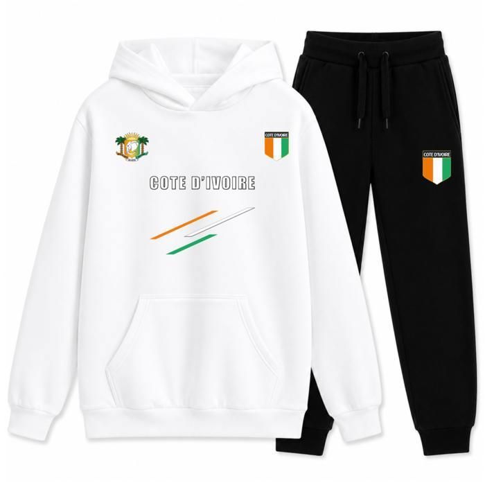 Jogging Foot Côte dIvoire Enfant - Survêtement Blanc & Noir (3-14 ans) - Blanc