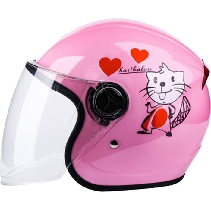 Enfants vélo Casque intégral Moto Enfants Casques Moto Enfants sécurité Casque équipement de Protection, 50-55cm, Rose