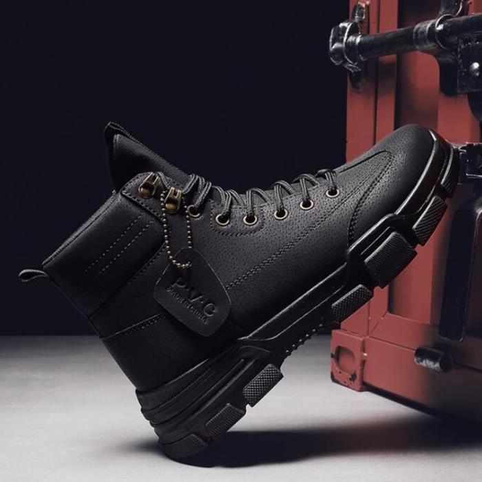 Chaussure Homme - Botte Homme Chaussures Cuir Noir Noir - Cdiscount  Chaussures
