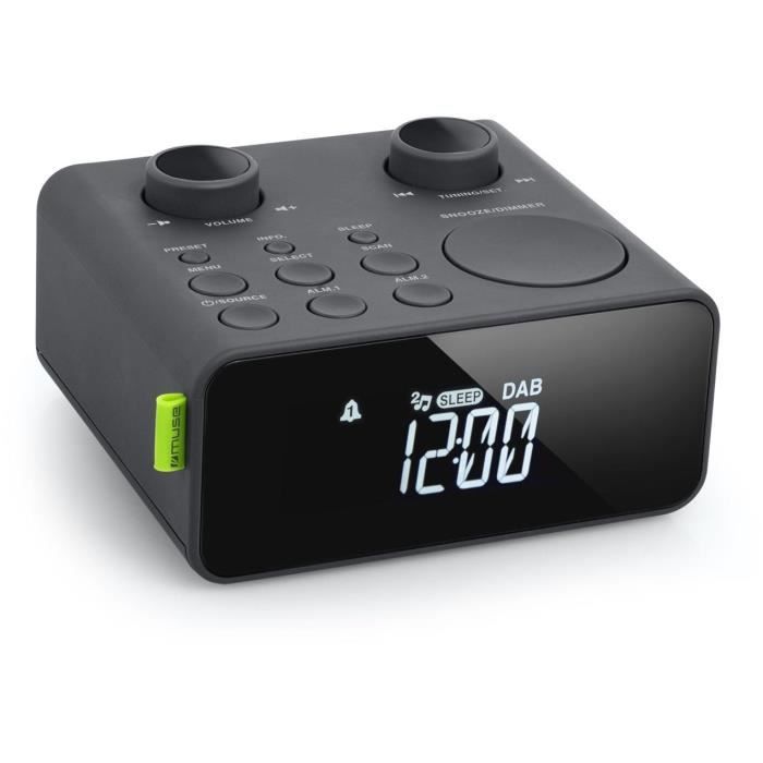 MUSE Radio réveil Radio PLL FM, DAB/DAB+ 20 stations Ecran LCD