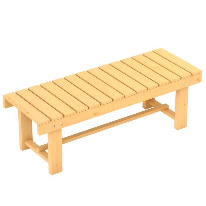 Outsunny - Banc de jardin en bois - Bois de sapin - 110x38x35cm - Bois naturel