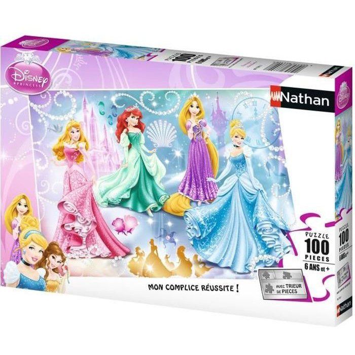 Puzzle 100 pièces - Princesses étincelantes - Disney Princesses - Trieurs de pièces - Nathan