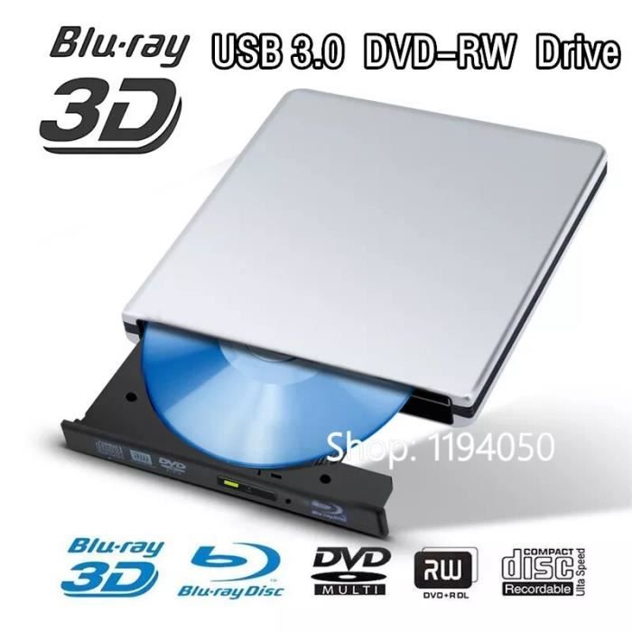 Lecteur Bluray en aluminium Ultramince externe USB 3.0 graveur Bluray BDRE CDDVD RW graveur