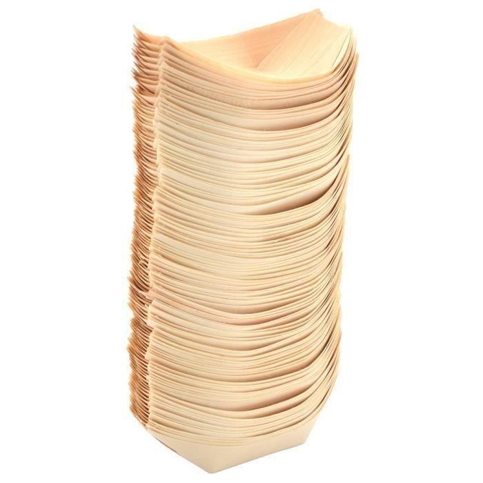 100 Barquettes Frites Kraft Forme Bateau - Vaisselle Jetable Écologique Biodégradable 12,5 X 8,3 X 3,6 Cm Pour Collations, Macarons, Salade Et Currywurst