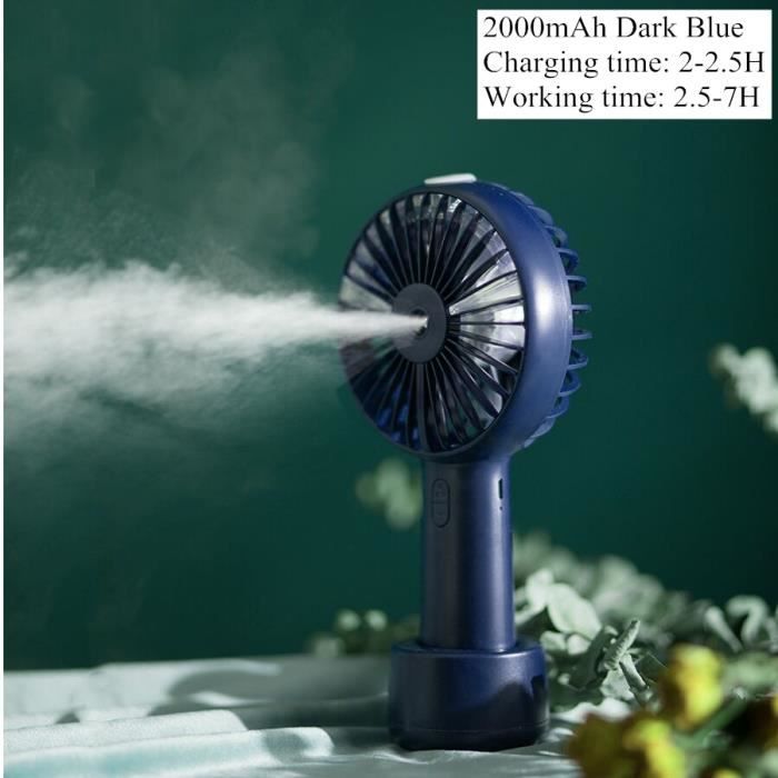 RUMOCOVO® Ventilateur Électrique Portable À Jet eau, Batterie Rechargeable  Par Usb, Mini Ventilateur Portable, 2000MAH DARK BLUE